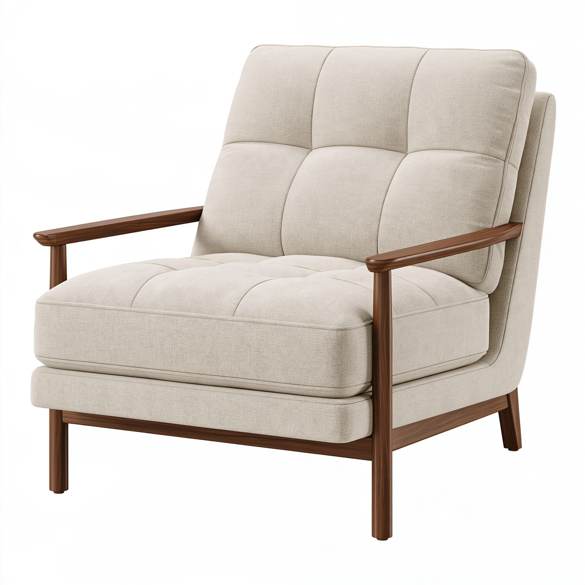 Poltrona 78 x 85 x 100 cm in tessuto beige e legno stile moderno
