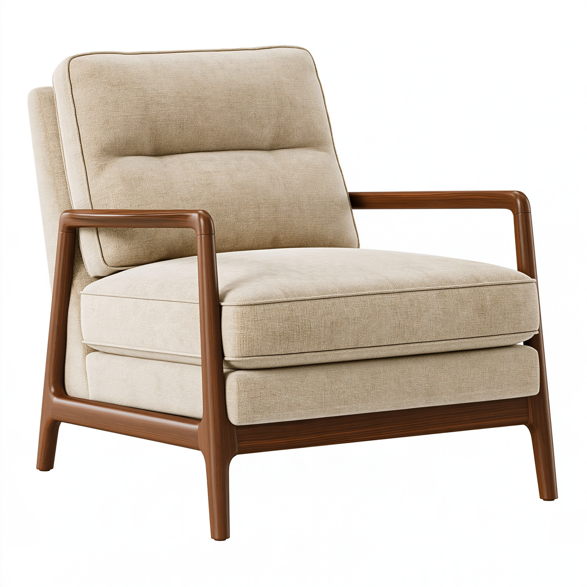 Poltrona 72 x 82 x 90 cm in tessuto beige e legno marrone - stile moderno