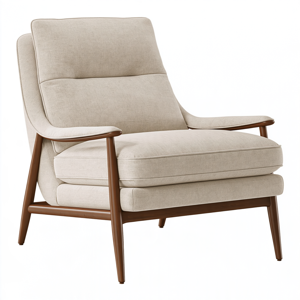 Poltrona 75 x 85 x 95 cm in tessuto beige e legno marrone - stile moderno per soggiorno