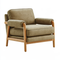 Poltrona 78 x 82 x 88 cm in tessuto verde oliva con struttura in legno stile moderno