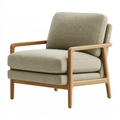 Poltrona 75 x 82 x 90 cm in tessuto beige e legno - stile moderno con braccioli