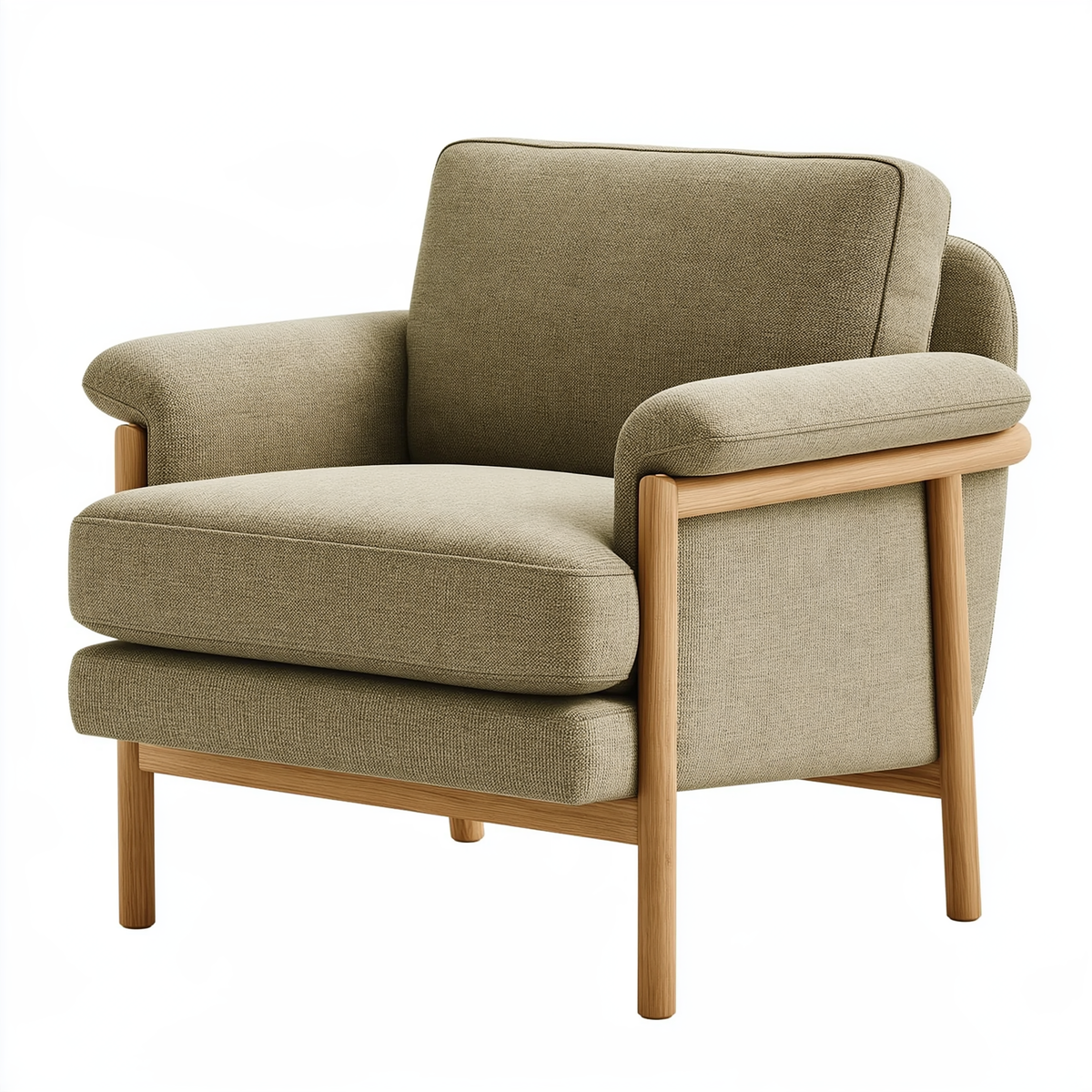 Poltrona 78 x 82 x 90 cm in tessuto beige con struttura in legno stile moderno