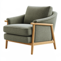 Poltrona 75 x 80 x 90 cm in tessuto verde con struttura in legno - stile nordico