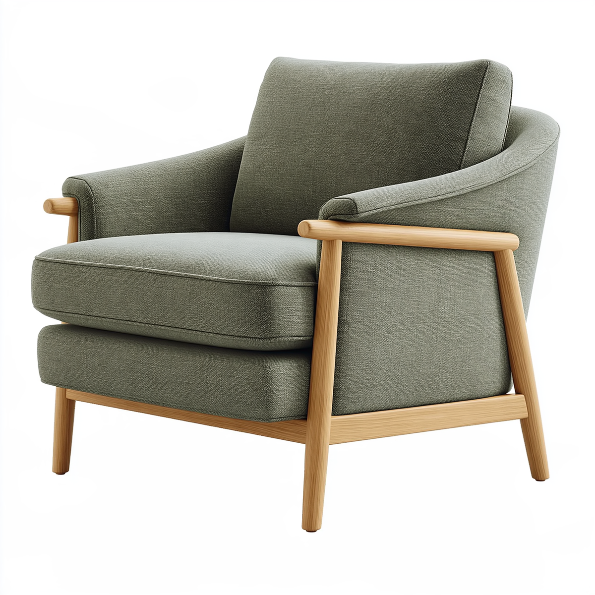 Poltrona 75 x 80 x 90 cm in tessuto verde con struttura in legno - stile nordico