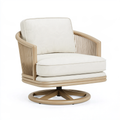 Poltrona girevole 76 x 80 x 93 cm in legno e tessuto beige stile contemporaneo