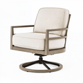 Poltrona girevole 76 x 82 x 91 cm in tessuto beige e legno marrone con braccioli