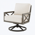 Poltrona girevole 76 x 82 x 95 cm in legno e tessuto beige stile classico