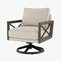 Poltrona girevole 75 x 80 x 95 cm in tessuto beige e legno scuro - stile classico per soggiorno