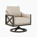 Poltrona girevole 75 x 82 x 95 cm in tessuto beige e legno nero stile moderno