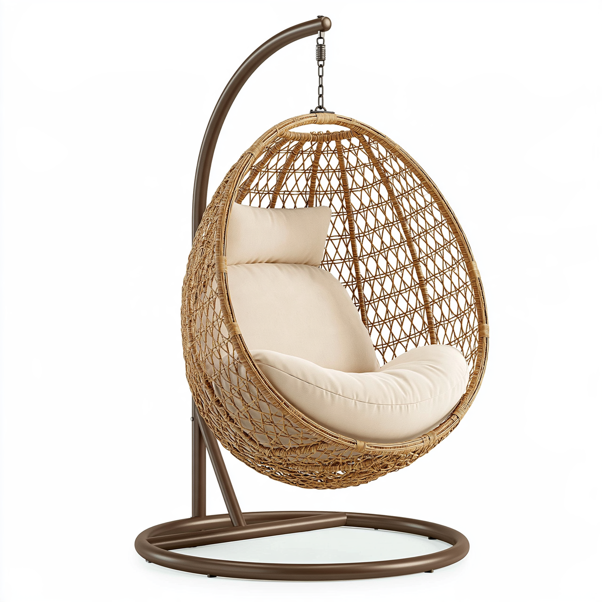 Poltrona sospesa 105 x 105 x 195 cm in fibra intrecciata naturale con struttura in metallo