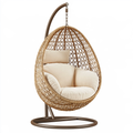 Poltrona sospesa da giardino 110 x 100 x 195 cm in rattan marrone con struttura in metallo stile bohémien