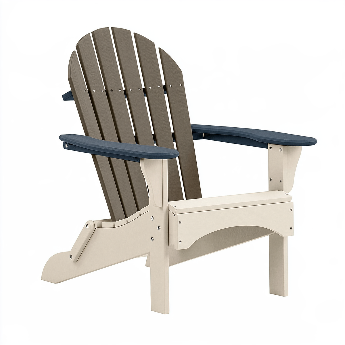 Sedia Adirondack da giardino 80 x 74 x 95 cm in materiale sintetico tortora blu e crema - con braccioli