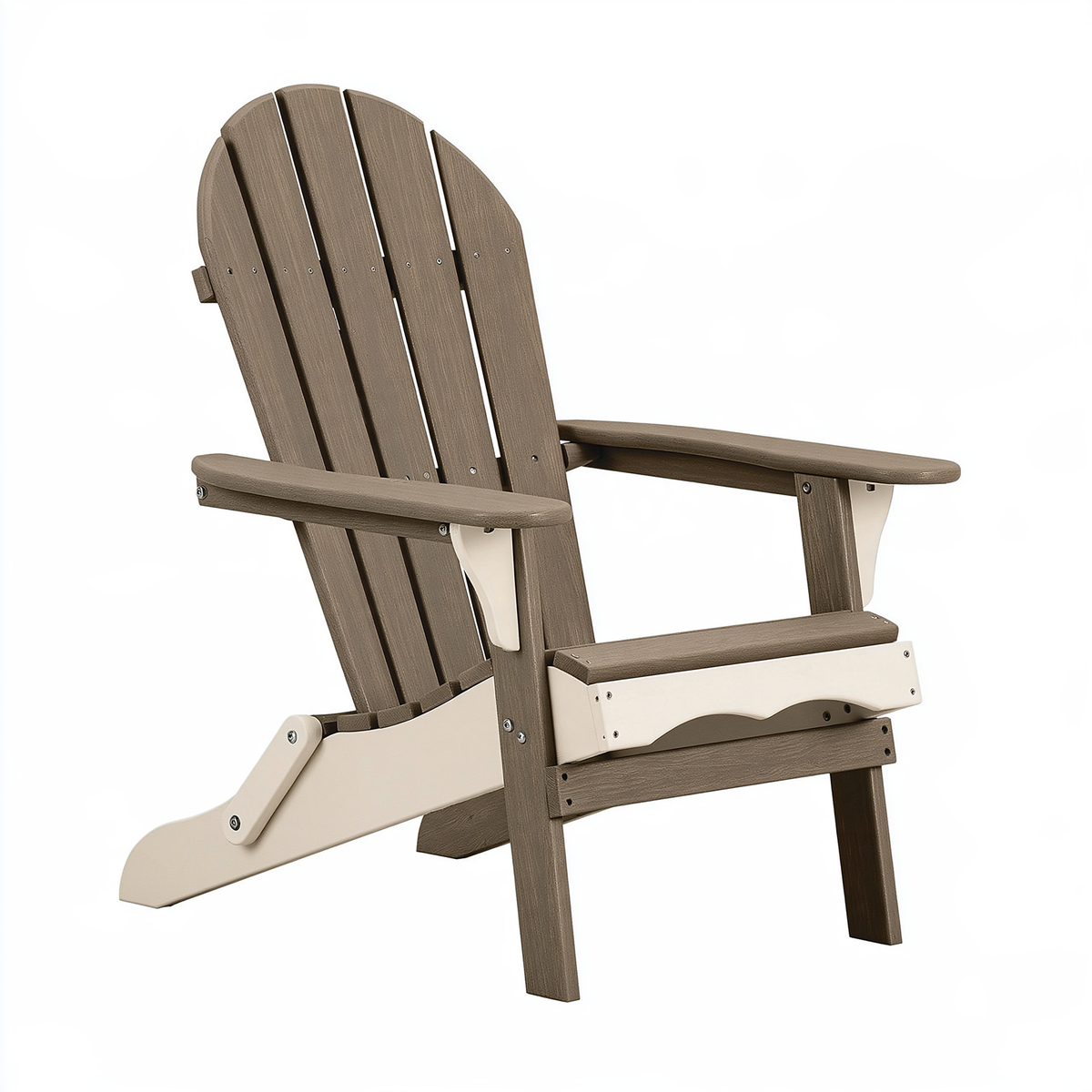 Sedia Adirondack pieghevole 90 x 75 x 95 cm in plastica marrone/beige da esterno