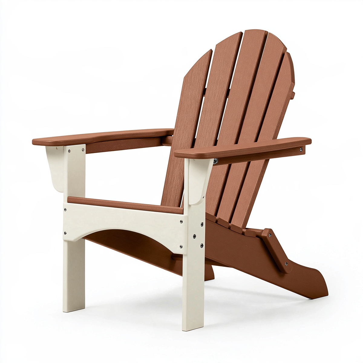 Sedia Adirondack 79 x 83 x 97 cm in plastica marrone/bianco da esterno con braccioli
