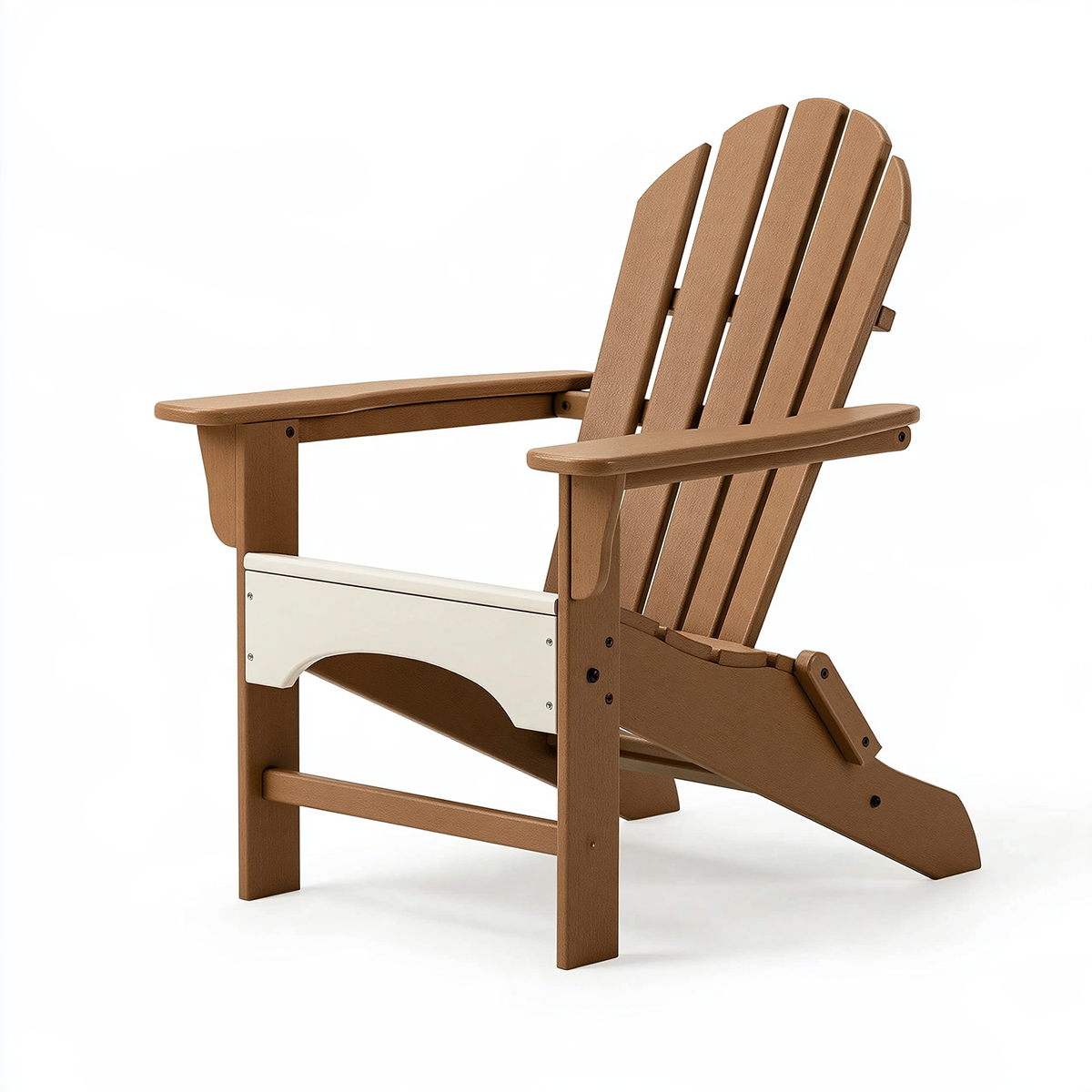 Sedia da giardino Adirondack 83 x 76 x 95 cm in polietilene marrone e bianco con schienale reclinato