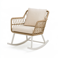 Sedia a dondolo 72 x 88 x 98 cm in corda beige con struttura in metallo per esterno