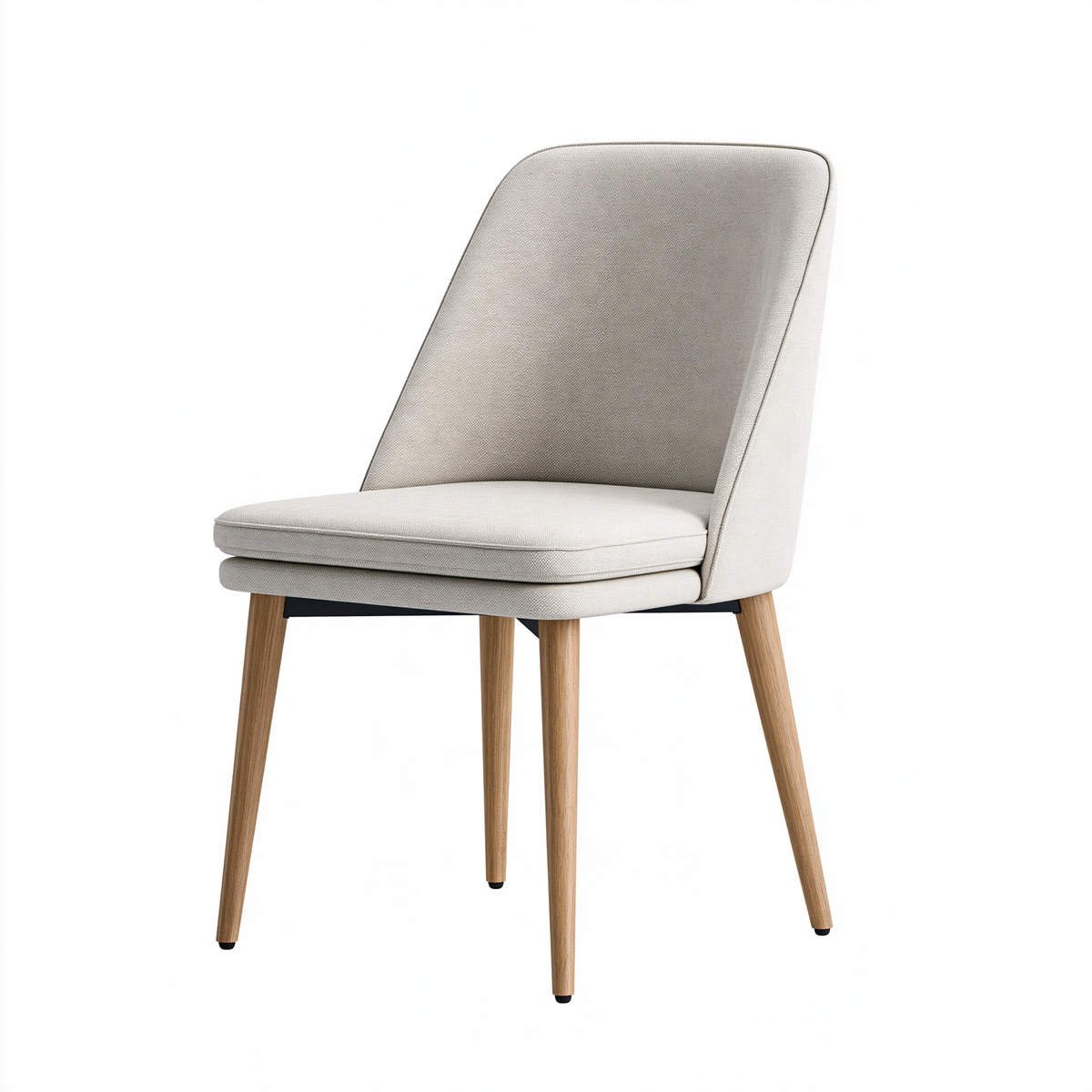 Sedia imbottita 55 x 61 x 88 cm in tessuto avorio con gambe in legno stile moderno