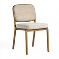 Sedia da pranzo 50 x 55 x 82 cm in metallo dorato e rattan con seduta imbottita
