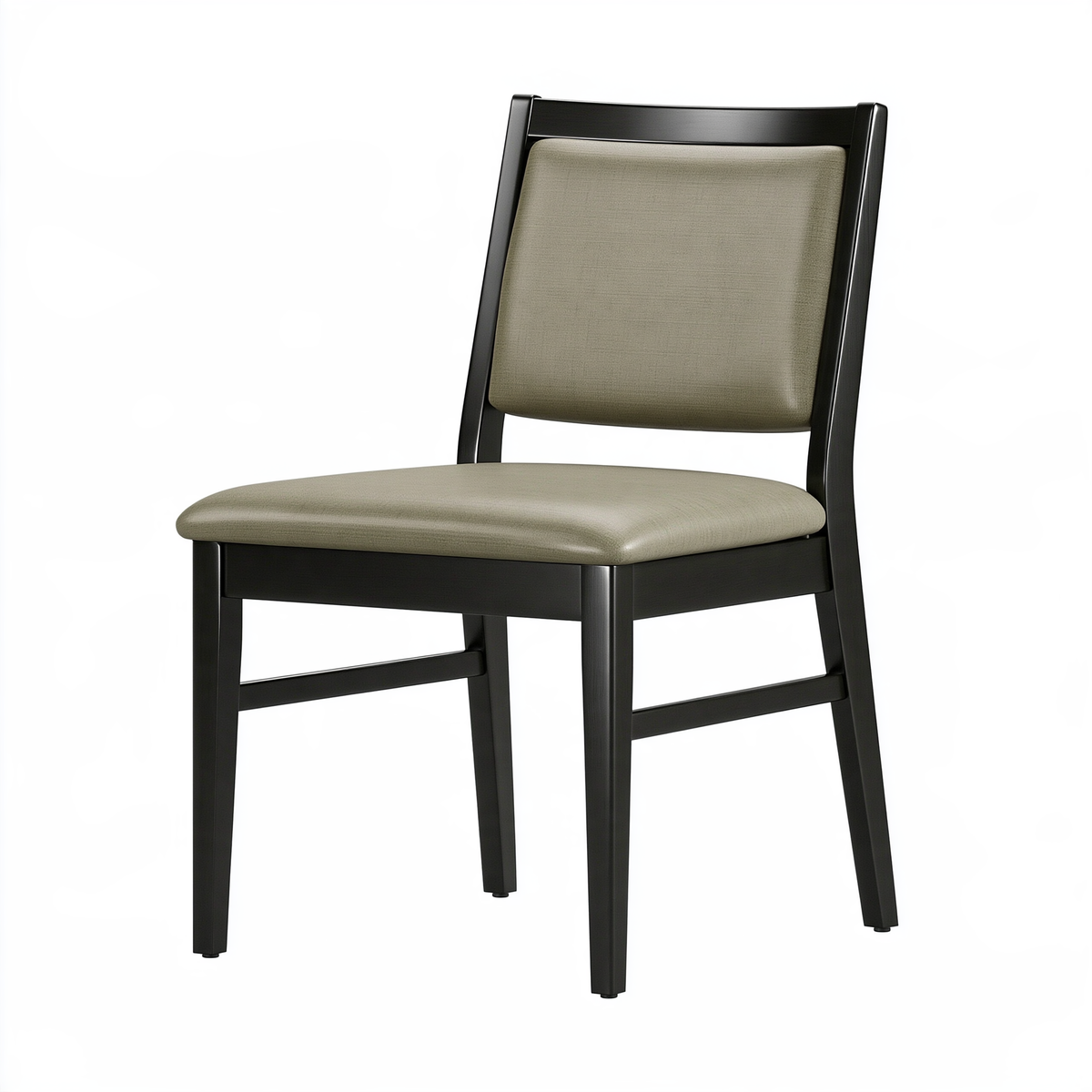 Sedia da pranzo 45 x 55 x 90 cm in legno nero e tessuto beige - schienale imbottito
