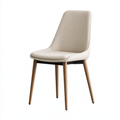 Sedia da pranzo 52 x 60 x 93 cm in tessuto beige con gambe effetto legno - schienale alto imbottito