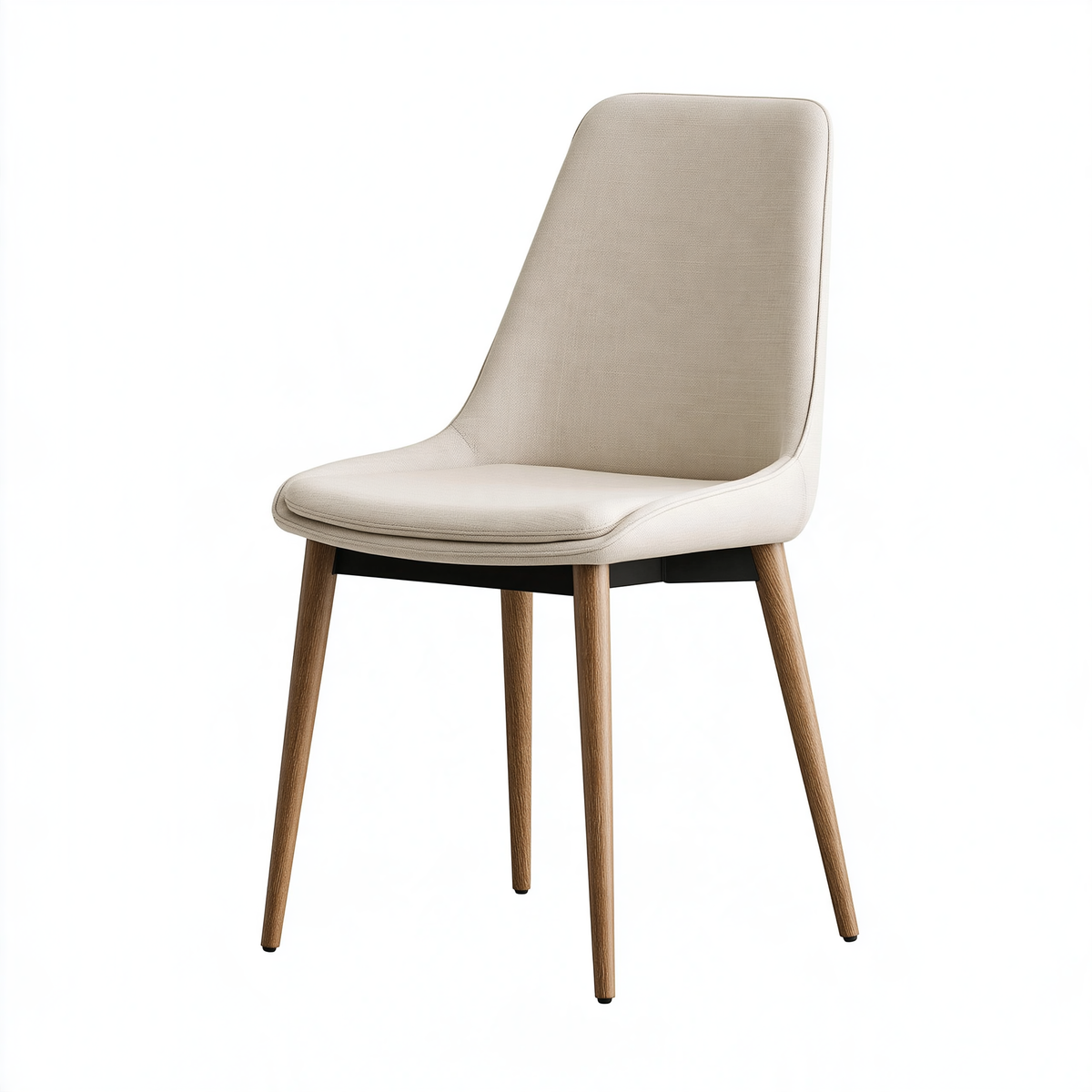 Sedia da pranzo 52 x 60 x 93 cm in tessuto beige con gambe effetto legno - schienale alto imbottito