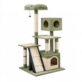 Albero tiragraffi per gatti 60 x 50 x 170 cm in tessuto e sisal verde beige con cuccia e piattaforme